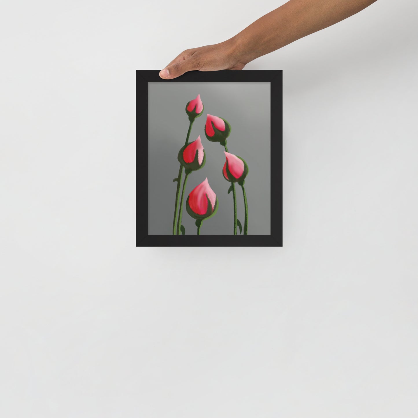 Blush in Bloom – Pink Rosebud Art Print | Minimalist Floral Wall Decor