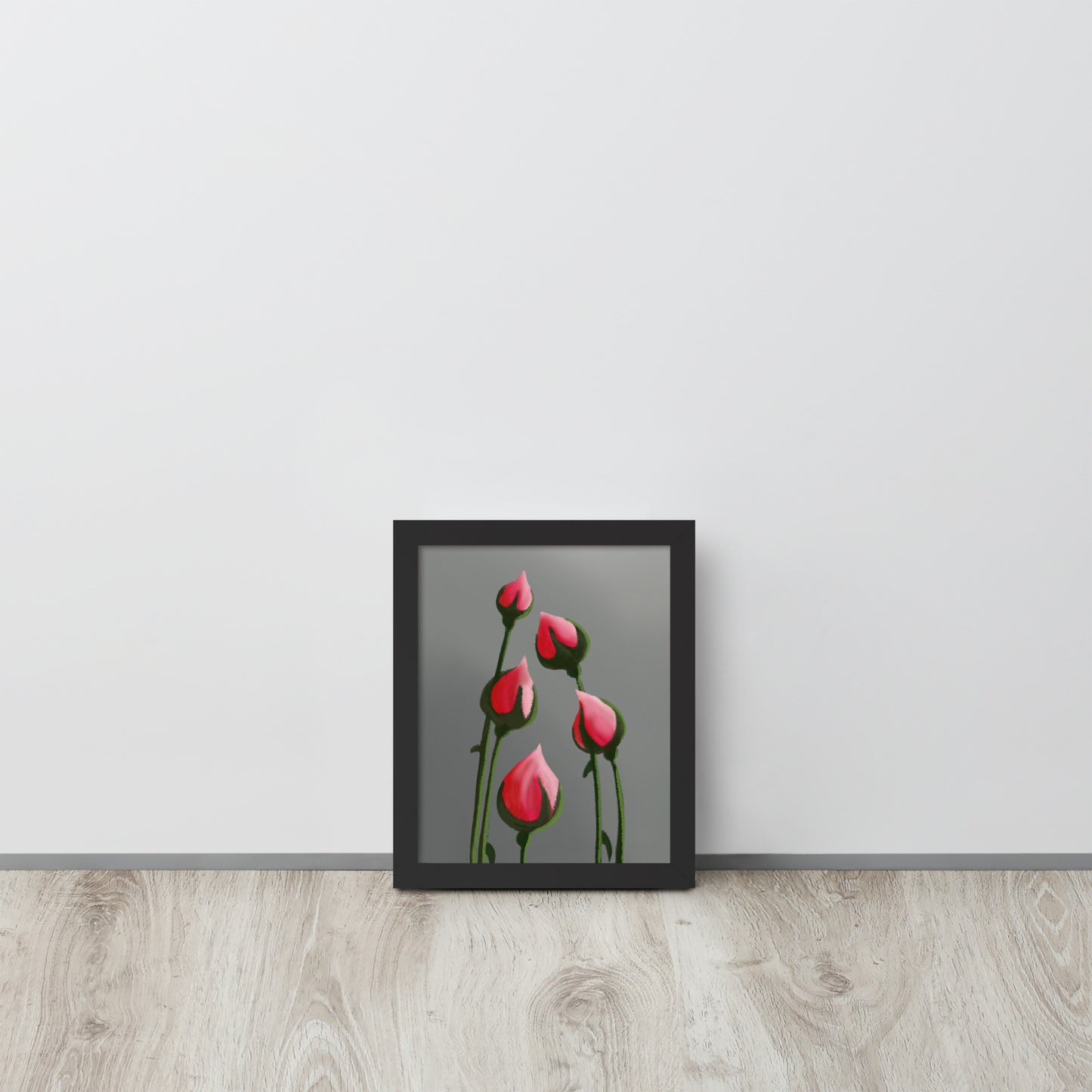 Blush in Bloom – Pink Rosebud Art Print | Minimalist Floral Wall Decor