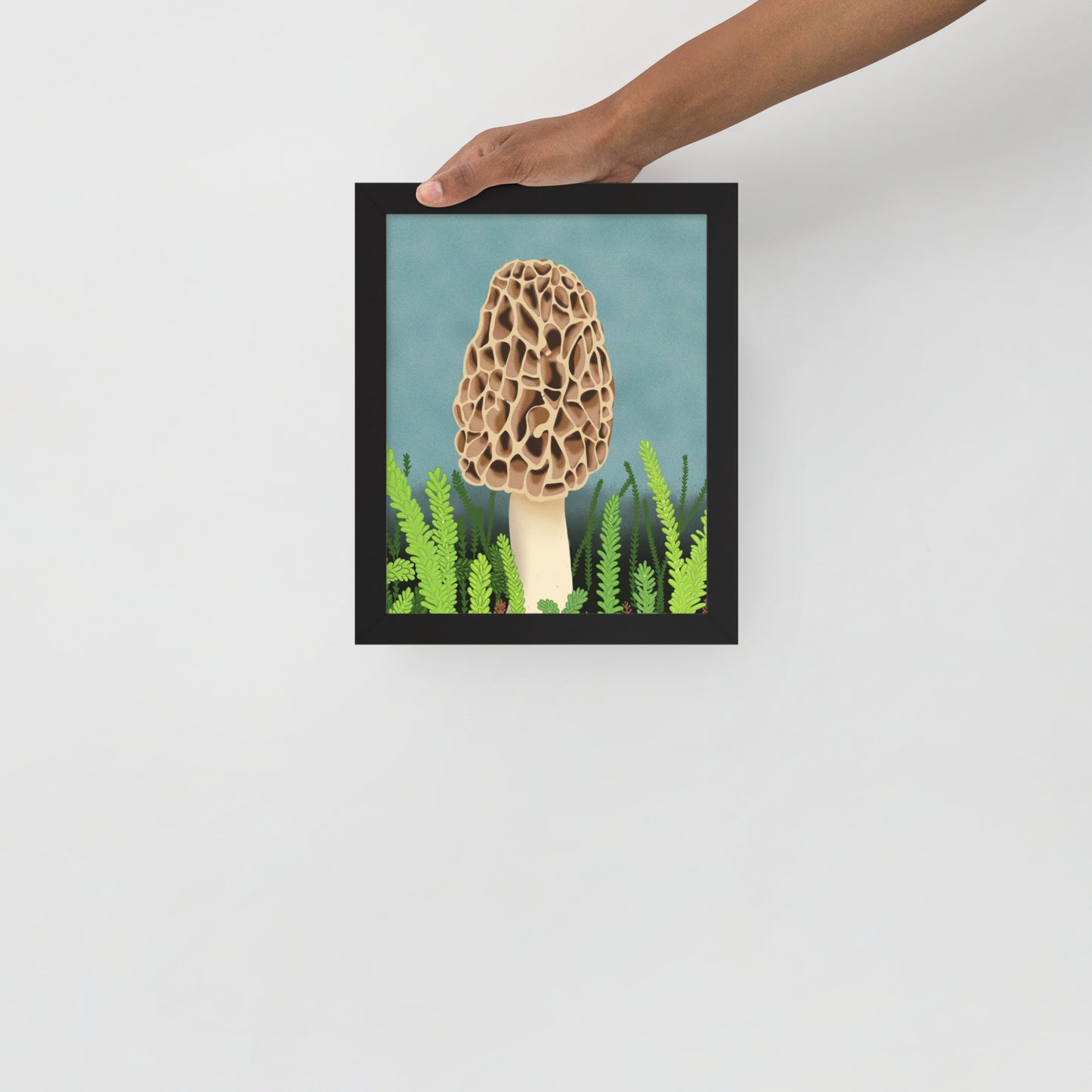 Morel Mushroom Wall Art | Hand-Painted Forest Fungi Print | Woodland Home Décor