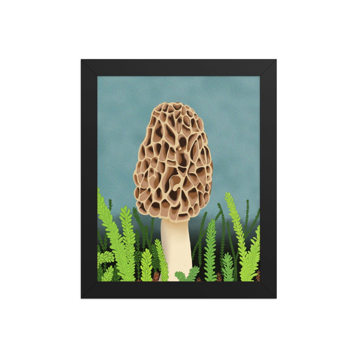 Morel Mushroom Wall Art | Hand-Painted Forest Fungi Print | Woodland Home Décor