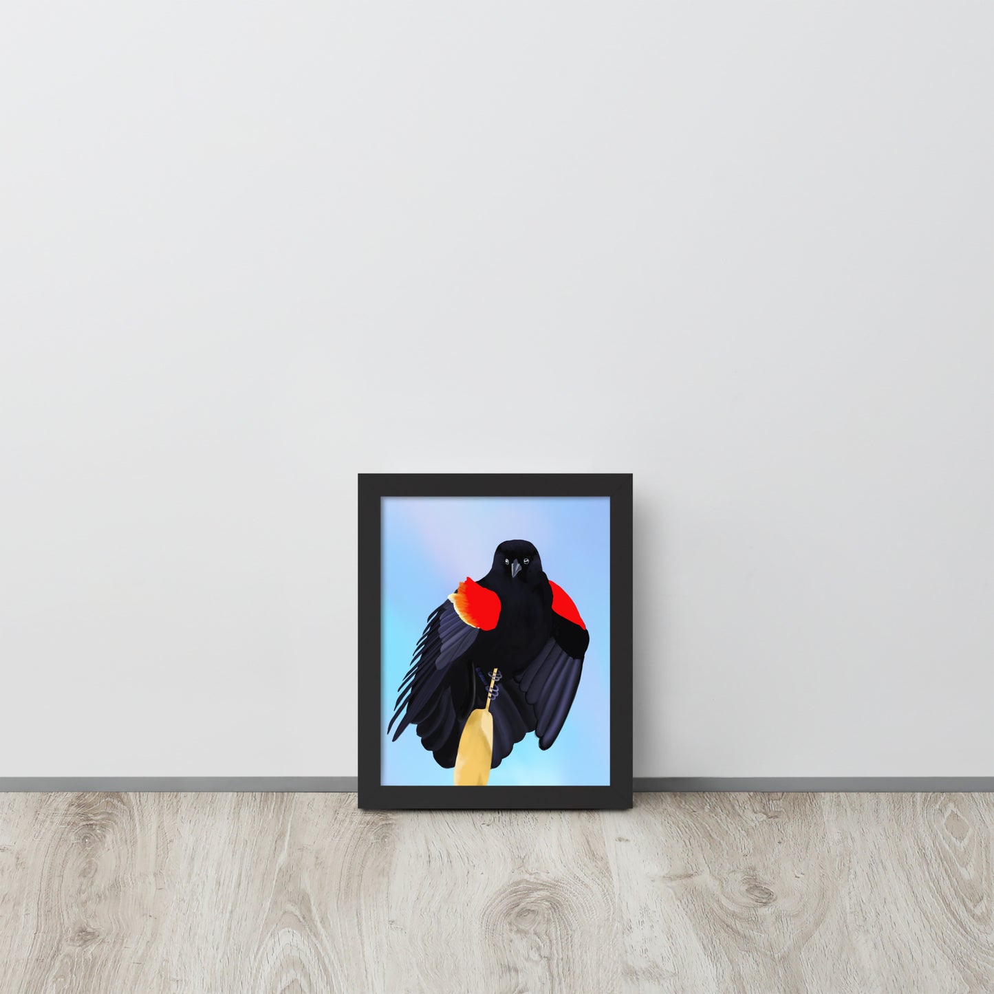 Red-Winged Blackbird Art Print – Hand-Painted Wildlife | Nature Wall Decor