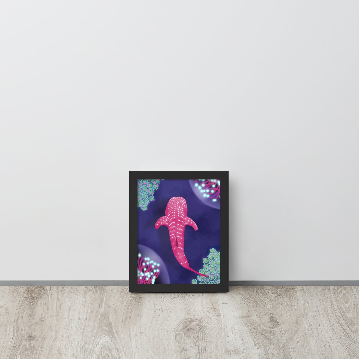 Pink Bioluminescent Whale Shark Wall Art | Ocean Print & Framed Poster