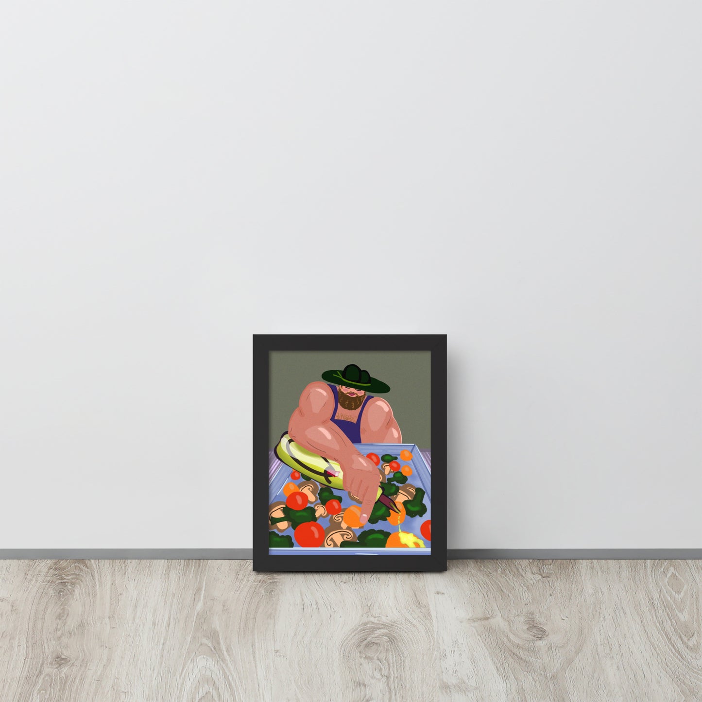 Strongman Salad Art Print | Whimsical Kitchen Wall Art | Print or Framed
