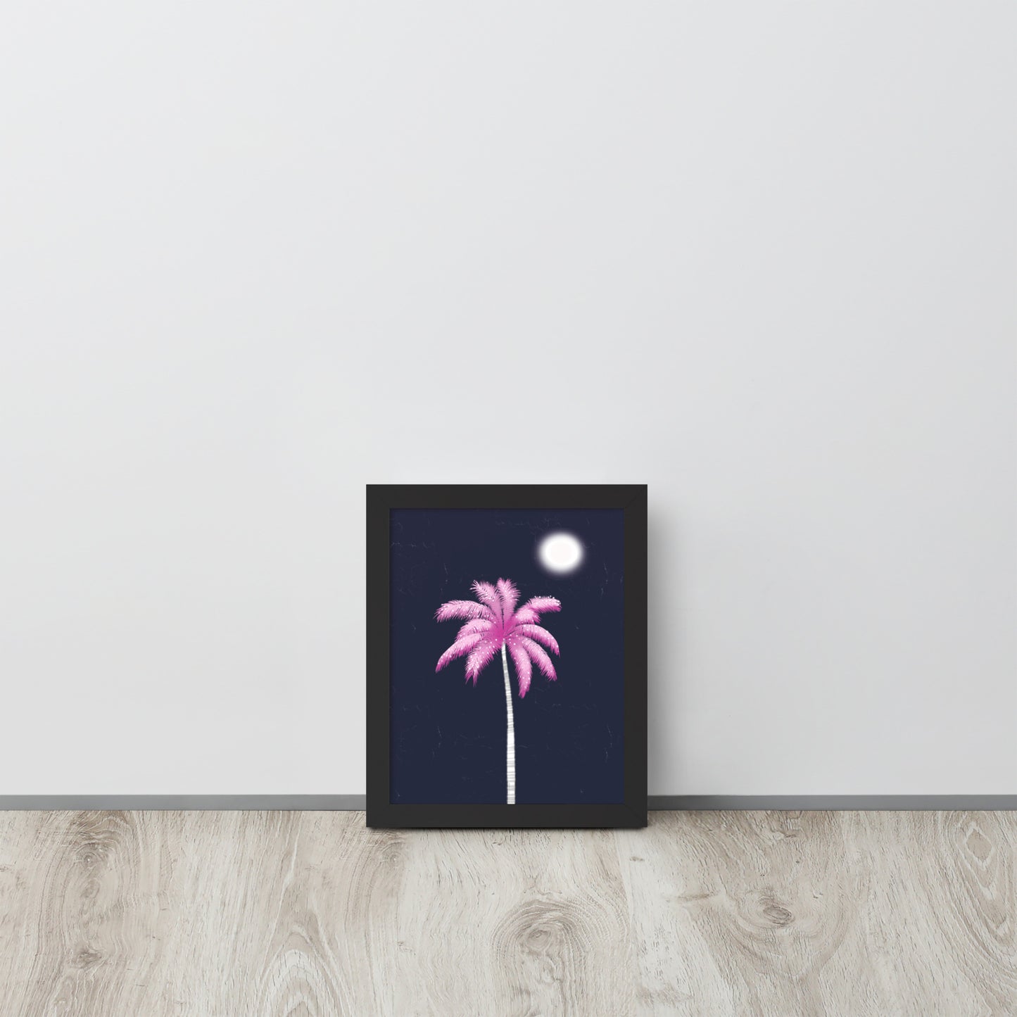 Pink Palm Tree Art Print | Tropical Night Wall Art | Coastal Boho Decor
