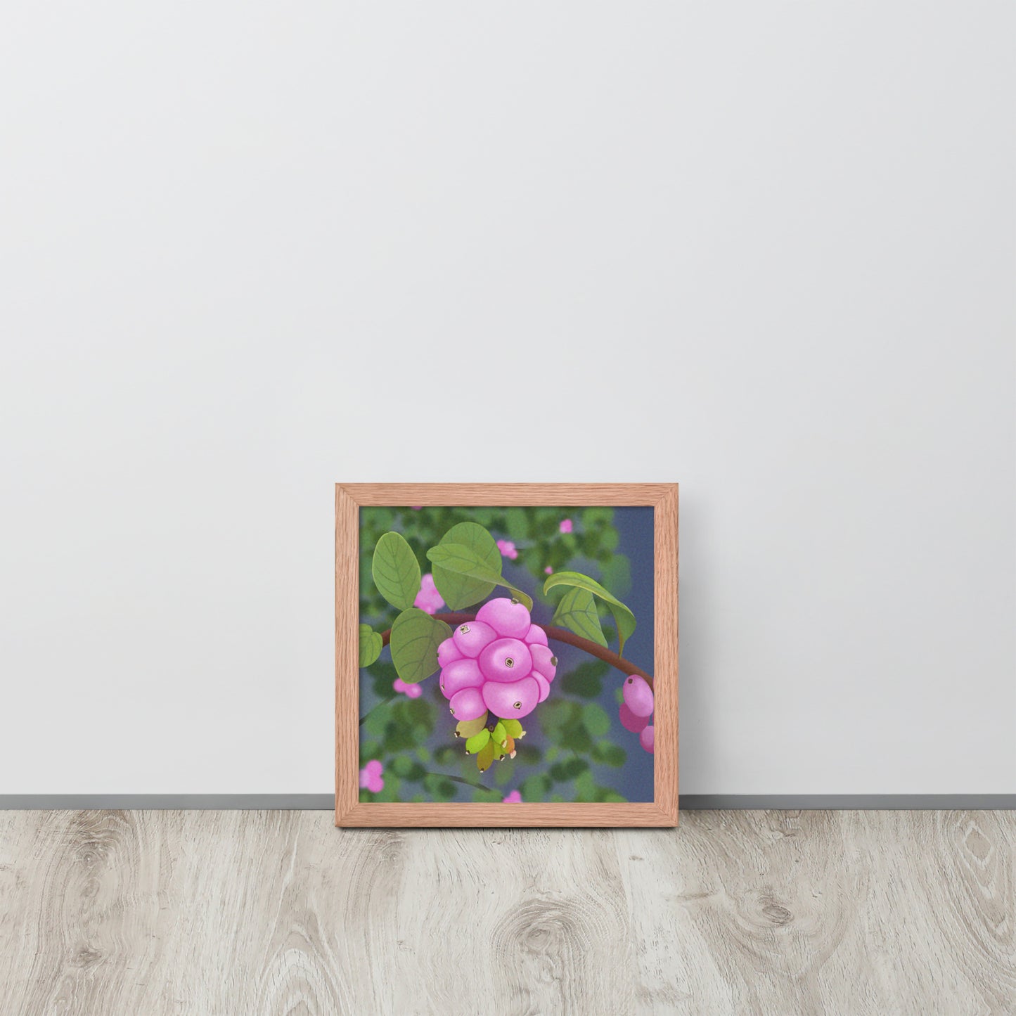 Pink Snowberries Wall Art | Hand-Painted Botanical Print