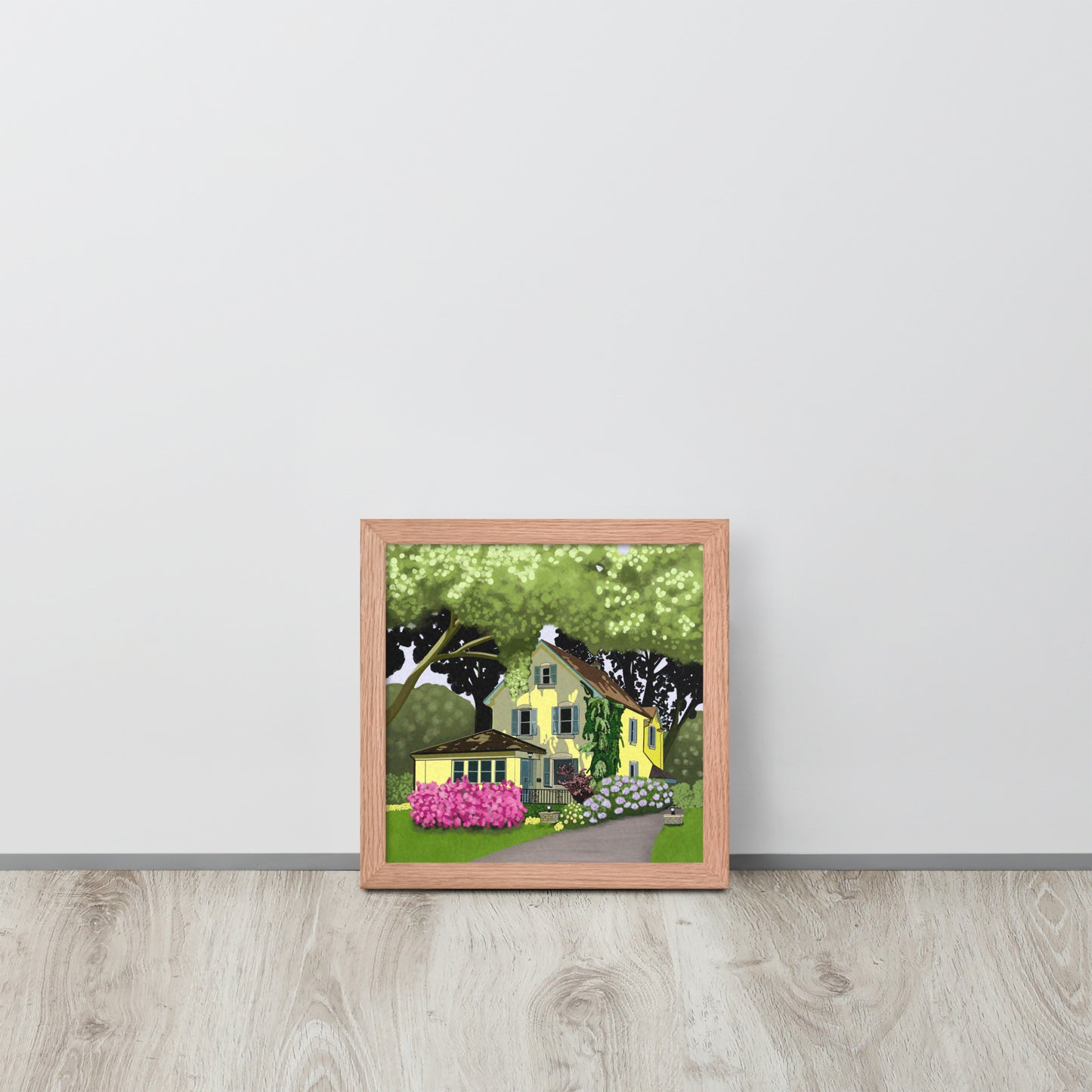 Yellow Cottage Garden Art Print | Hand-Painted Summer Home Wall Decor