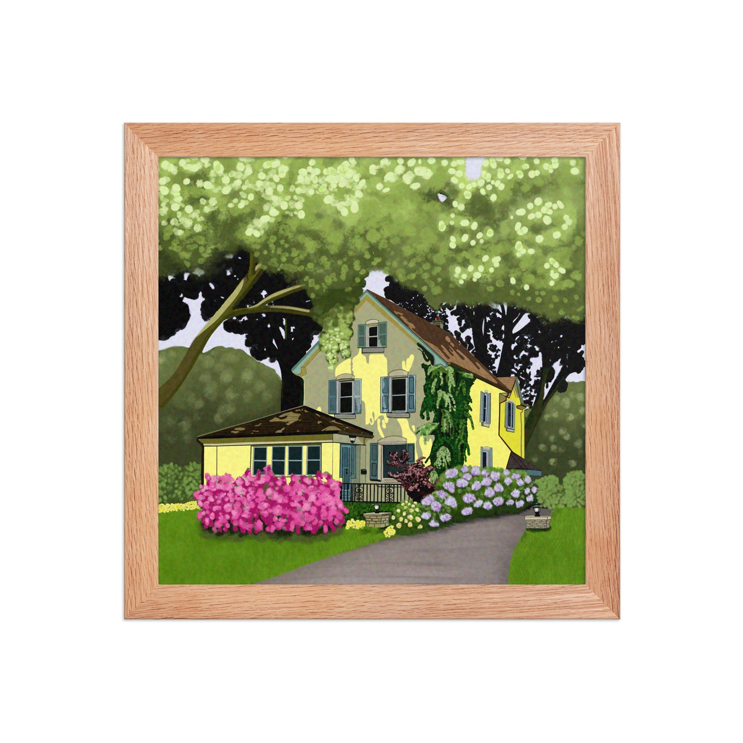 Yellow Cottage Garden Art Print | Hand-Painted Summer Home Wall Decor