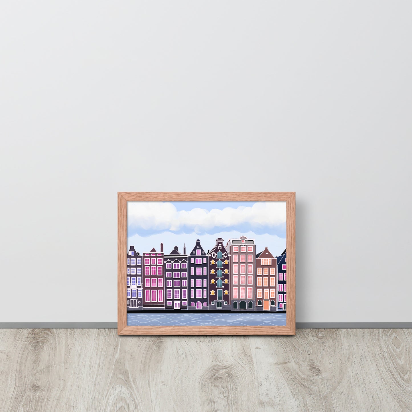 Amsterdam Canal Houses Wall Art | Colorful Dutch Cityscape Print & Framed Poster
