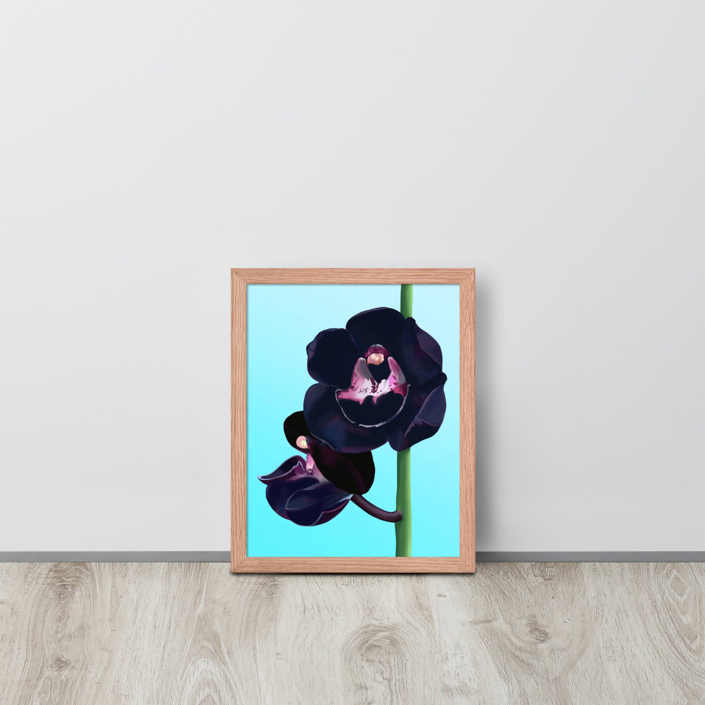 Black Orchid Wall Art | Hand-Painted Floral Print – Framed or Unframed