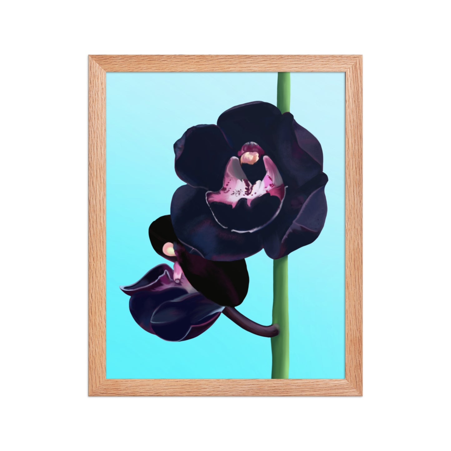 Black Orchid Wall Art | Hand-Painted Floral Print – Framed or Unframed