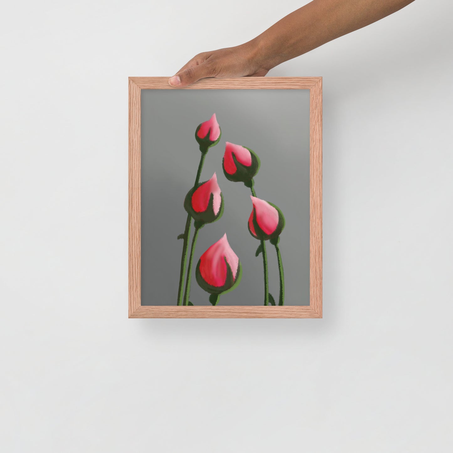 Blush in Bloom – Pink Rosebud Art Print | Minimalist Floral Wall Decor