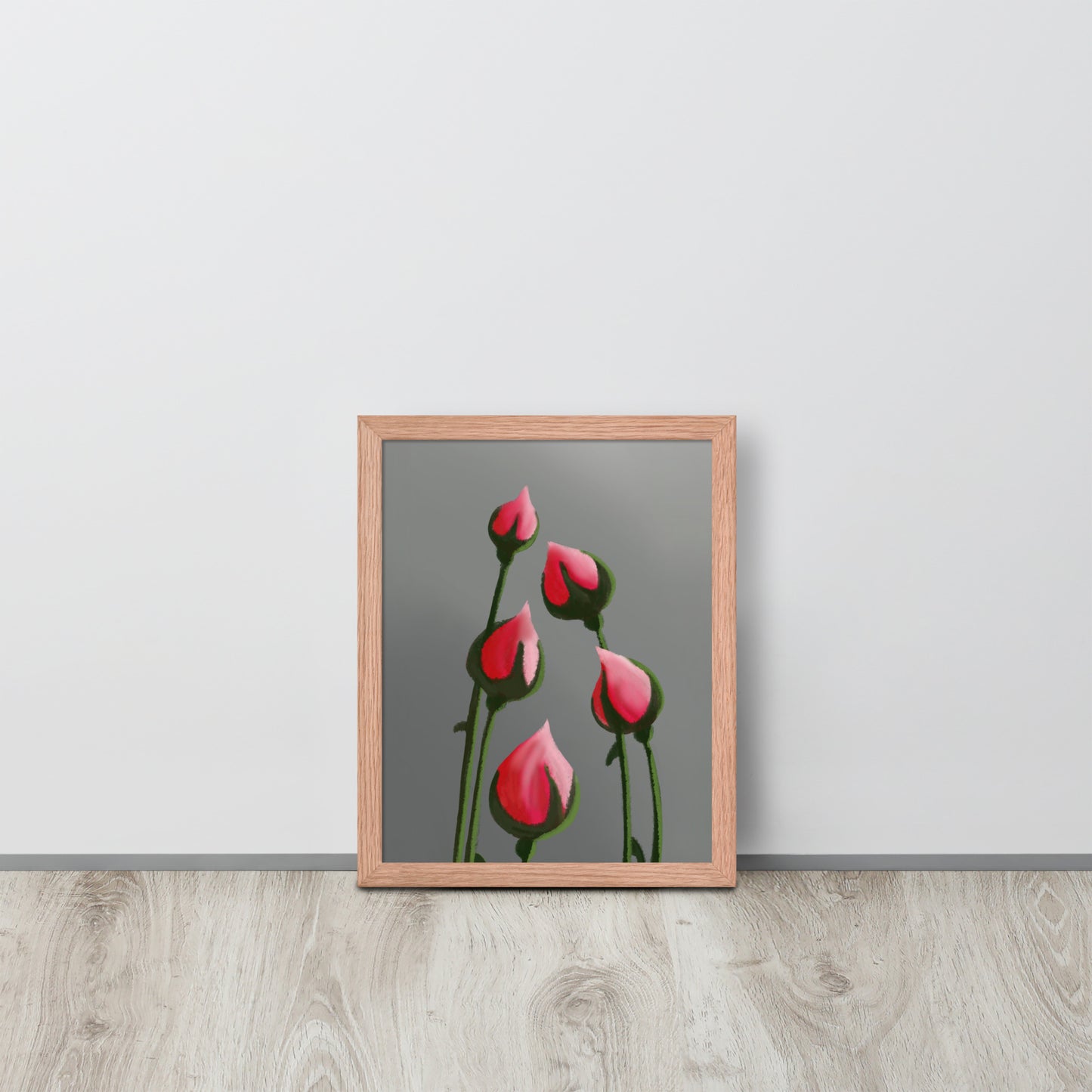 Blush in Bloom – Pink Rosebud Art Print | Minimalist Floral Wall Decor