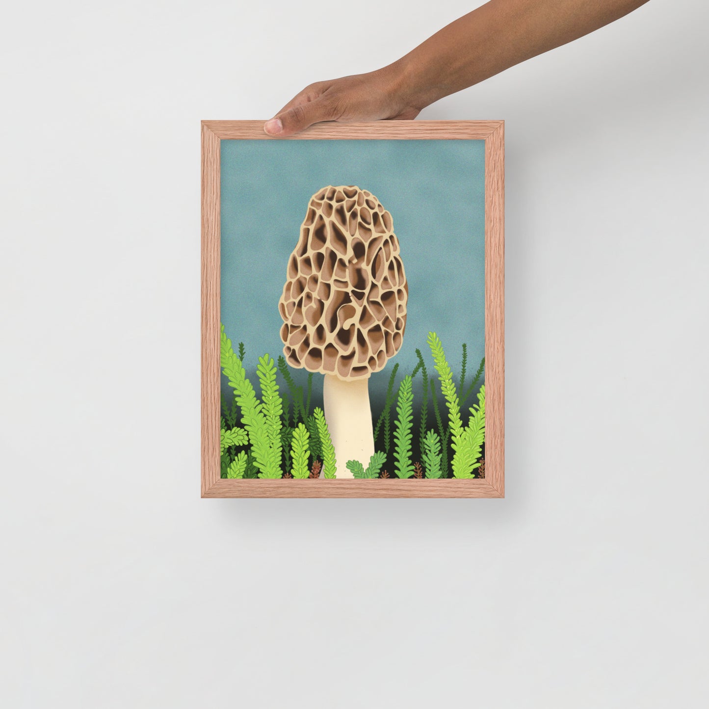 Morel Mushroom Wall Art | Hand-Painted Forest Fungi Print | Woodland Home Décor