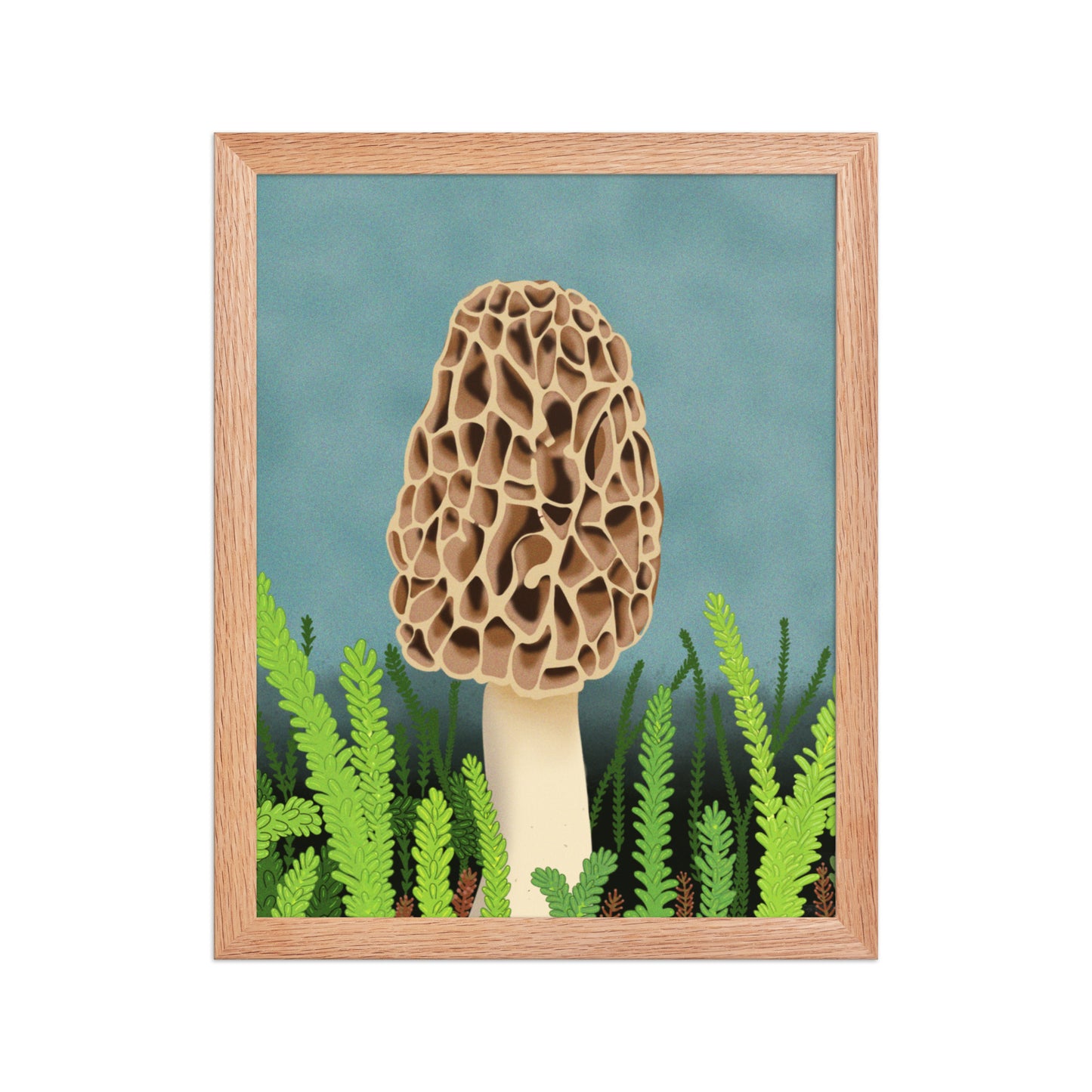 Morel Mushroom Wall Art | Hand-Painted Forest Fungi Print | Woodland Home Décor