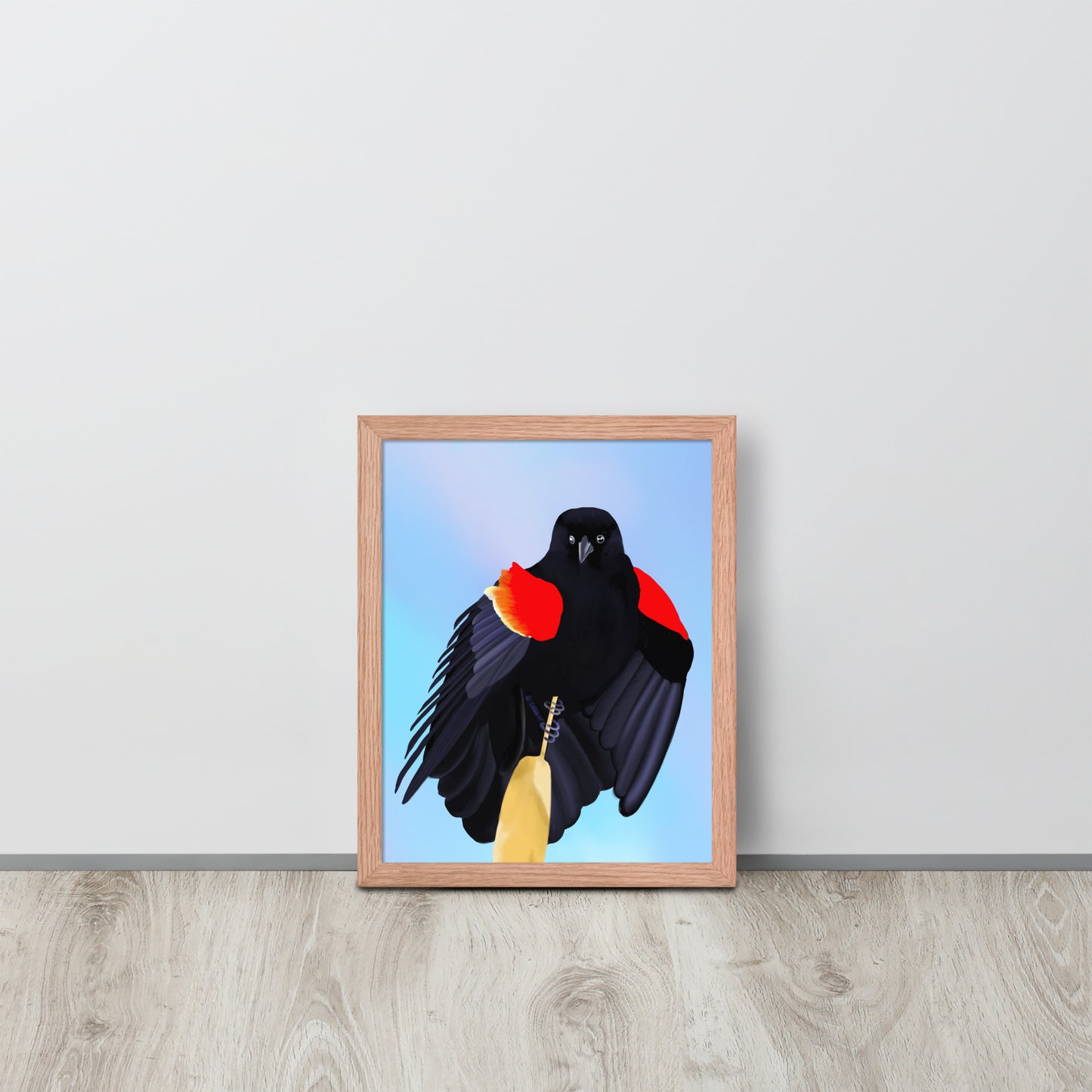 Red-Winged Blackbird Art Print – Hand-Painted Wildlife | Nature Wall Decor