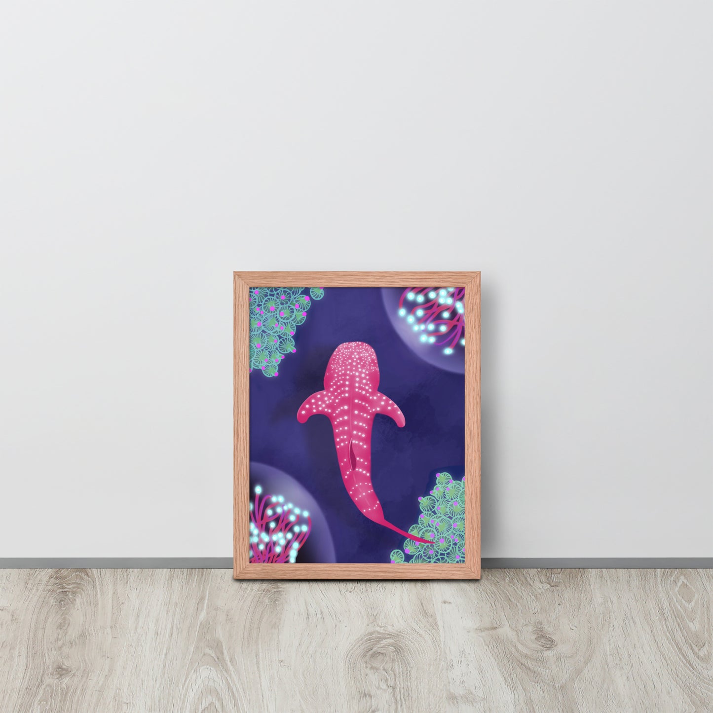 Pink Bioluminescent Whale Shark Wall Art | Ocean Print & Framed Poster