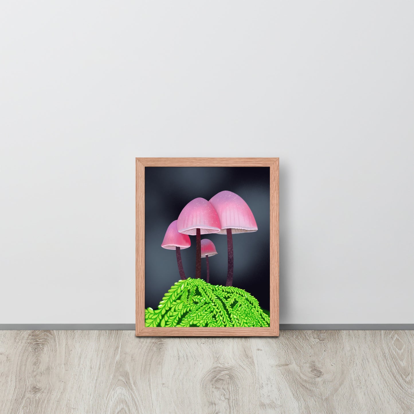 Pink Mushroom Wall Art Print | Whimsical Forest Botanical Decor