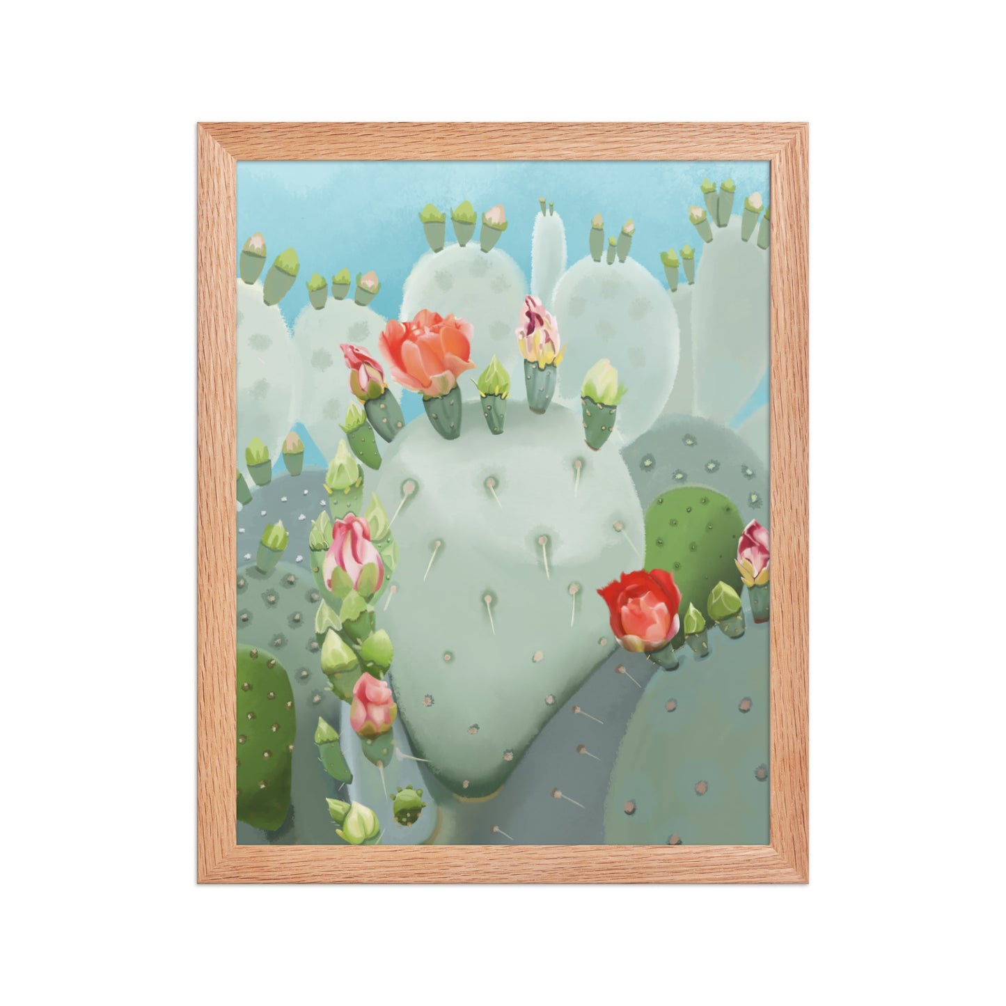 Prickly Pear Cactus Bloom Wall Art Print | Desert Botanical Decor