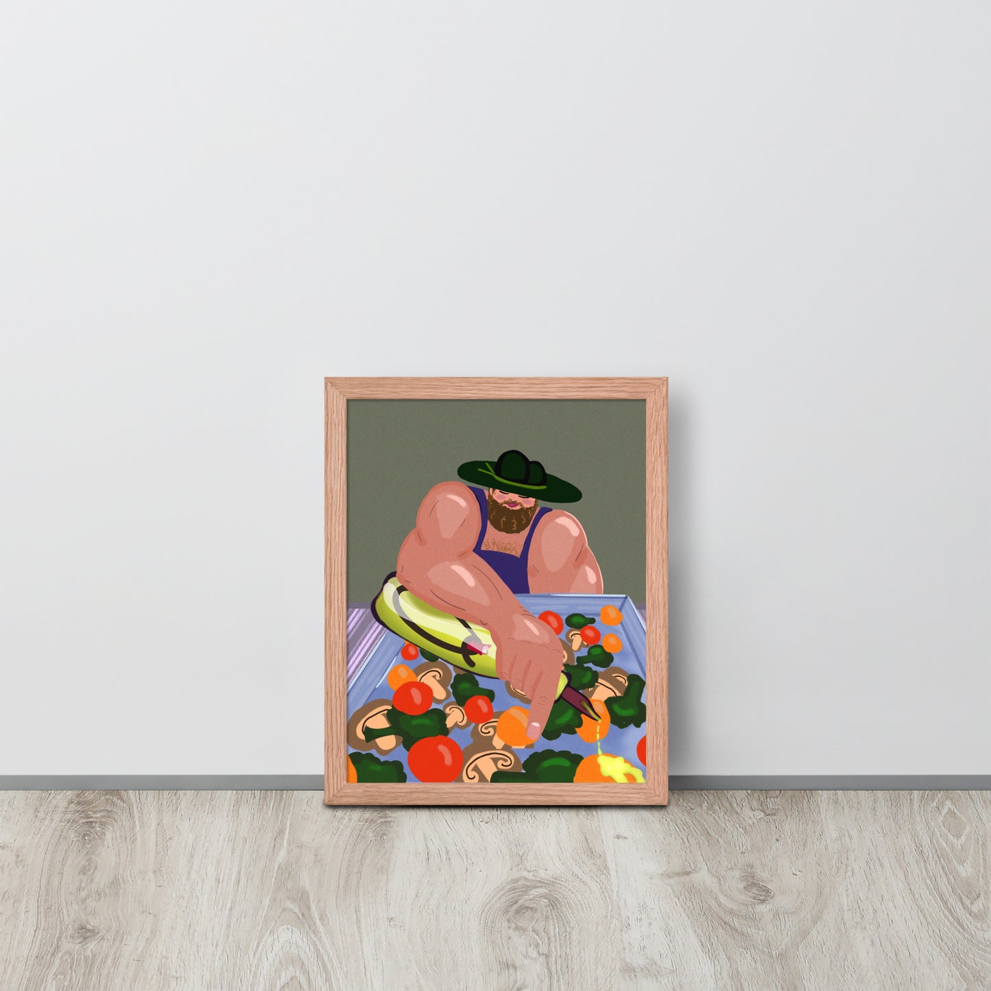 Strongman Salad Art Print | Whimsical Kitchen Wall Art | Print or Framed