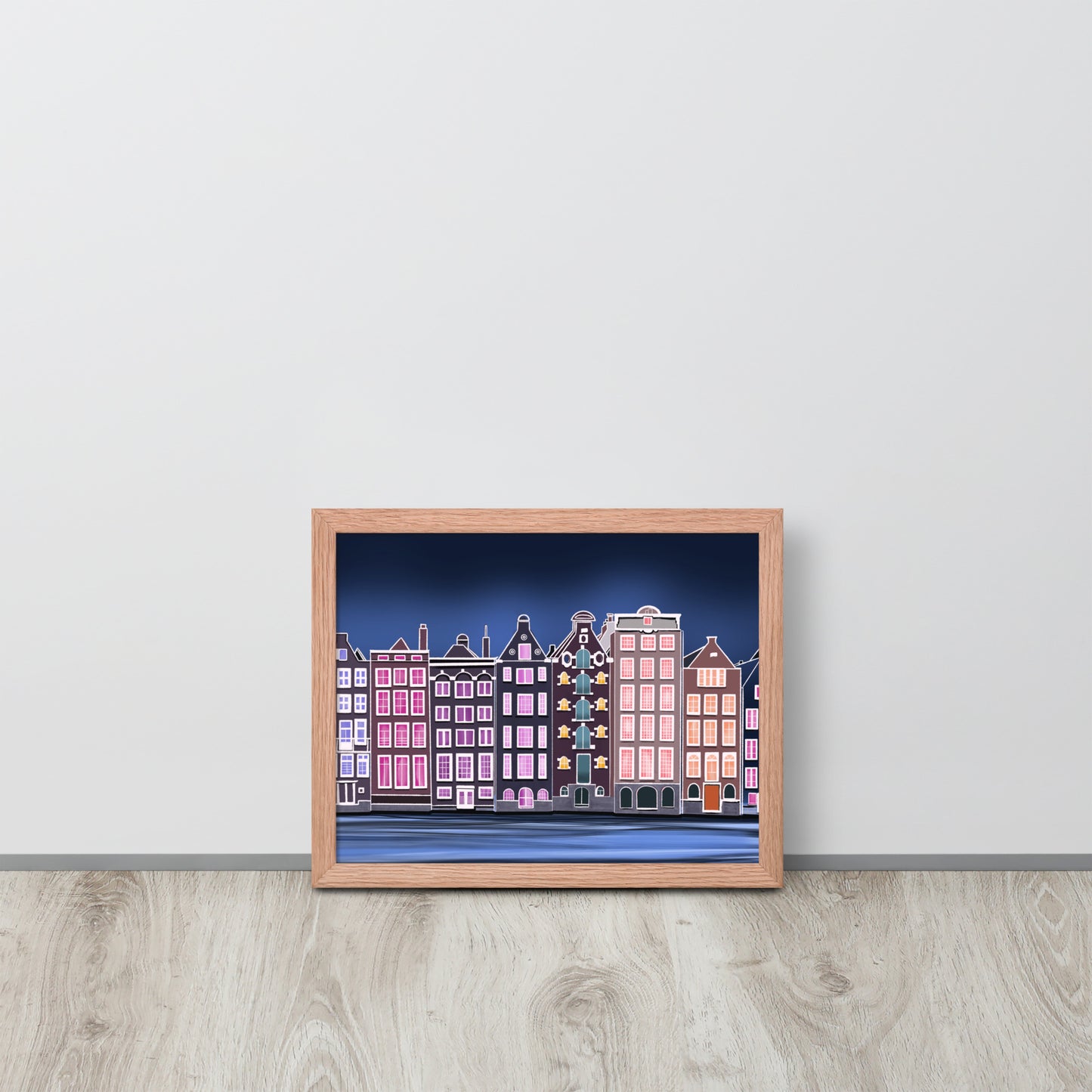 Amsterdam Canal Houses – Vibrant Hand-Painted Wall Art Print