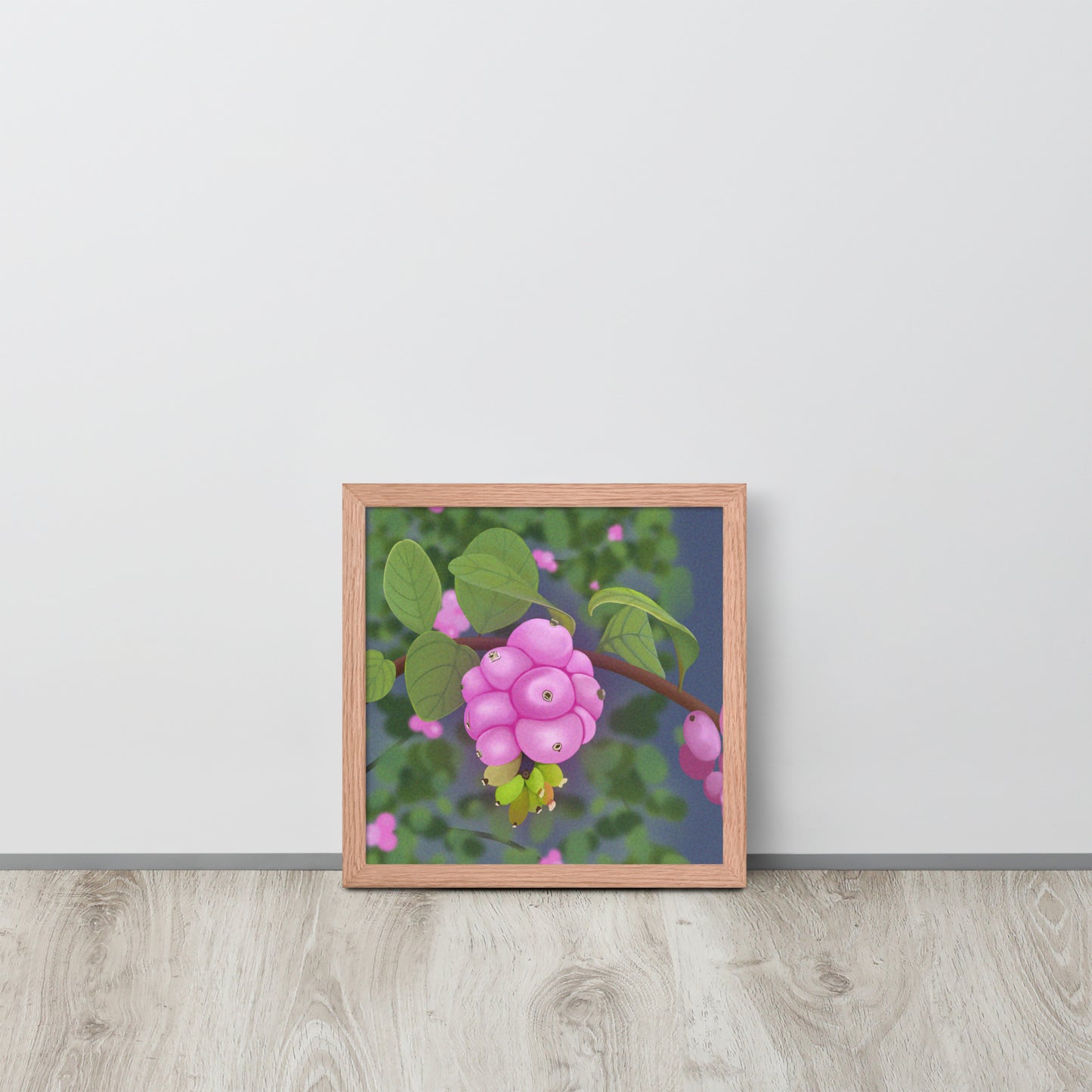 Pink Snowberries Wall Art | Hand-Painted Botanical Print