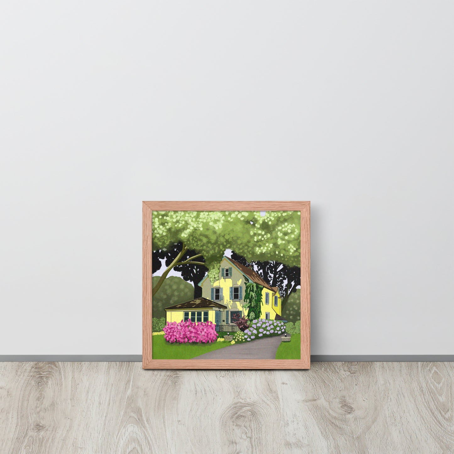 Yellow Cottage Garden Art Print | Hand-Painted Summer Home Wall Decor
