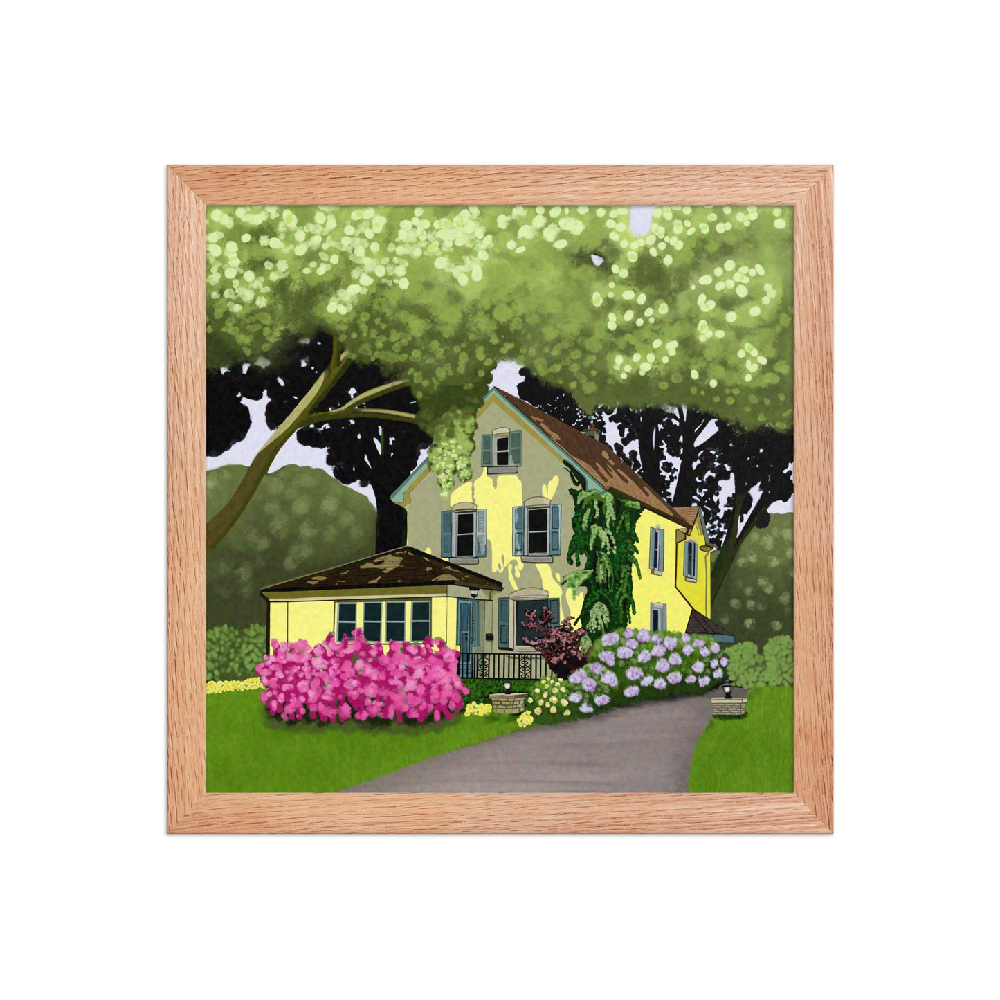 Yellow Cottage Garden Art Print | Hand-Painted Summer Home Wall Decor