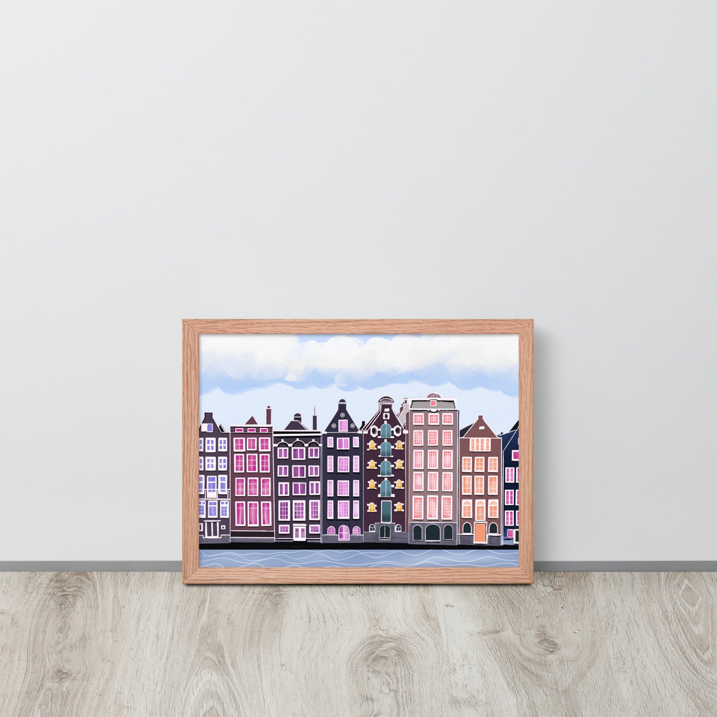 Amsterdam Canal Houses Wall Art | Colorful Dutch Cityscape Print & Framed Poster