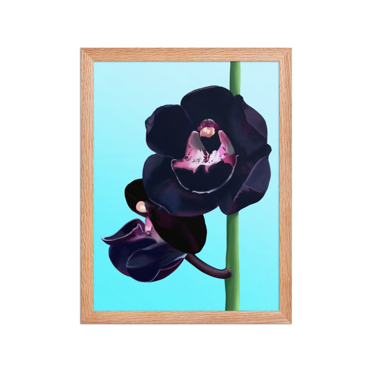 Black Orchid Wall Art | Hand-Painted Floral Print – Framed or Unframed