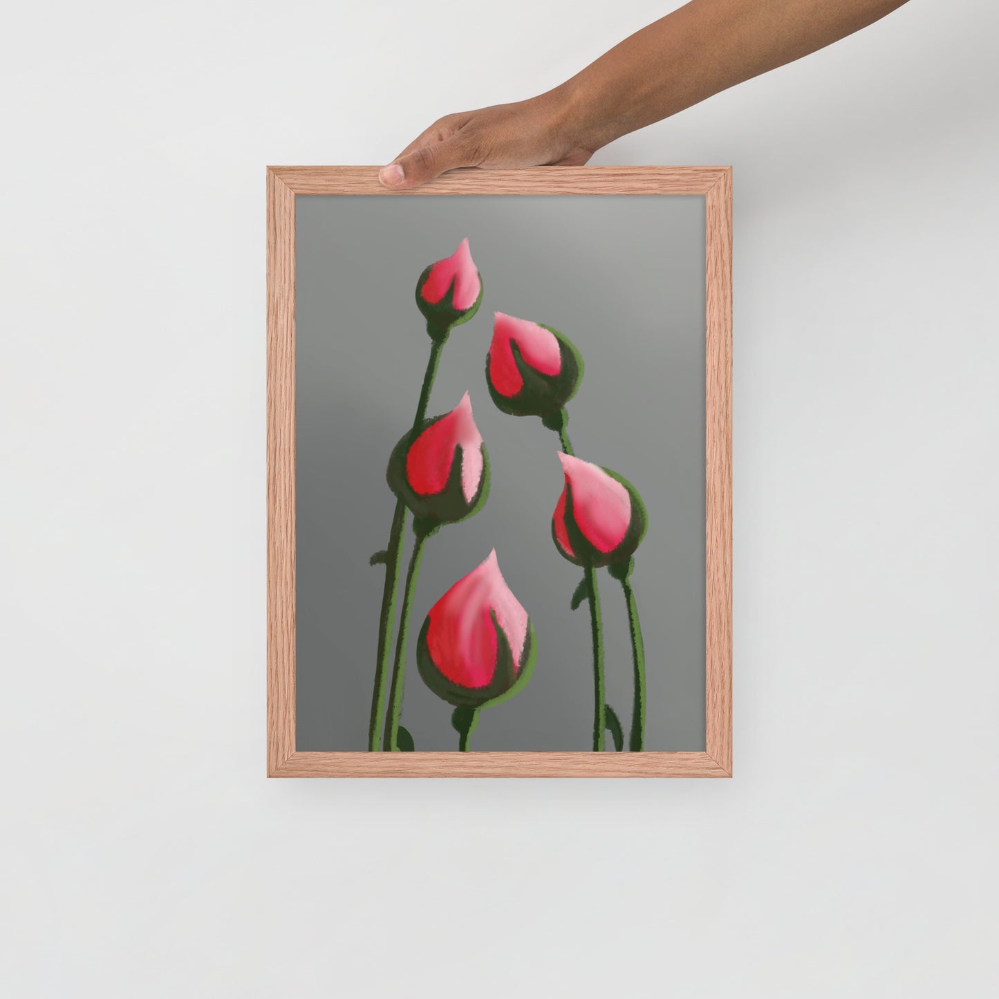 Blush in Bloom – Pink Rosebud Art Print | Minimalist Floral Wall Decor