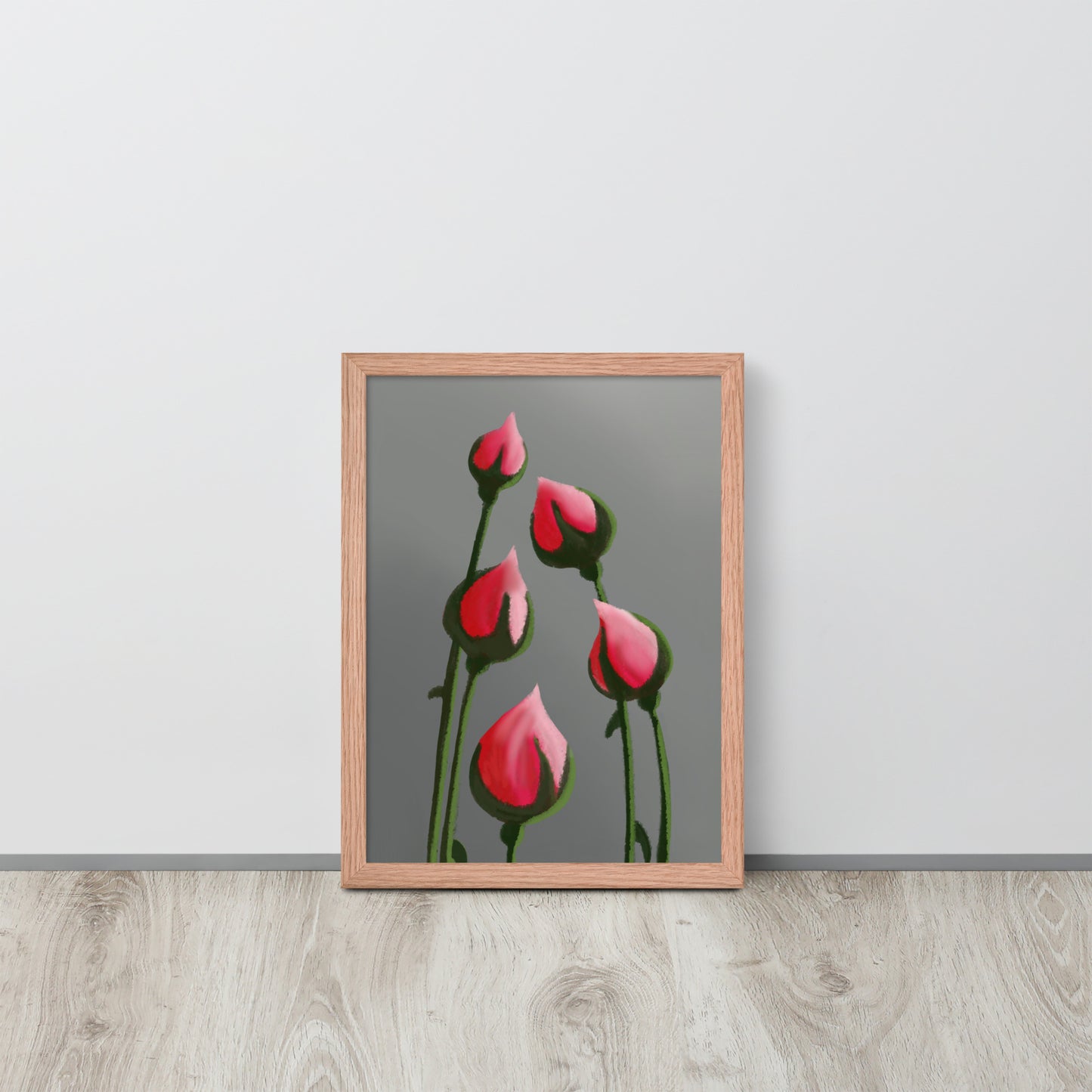 Blush in Bloom – Pink Rosebud Art Print | Minimalist Floral Wall Decor