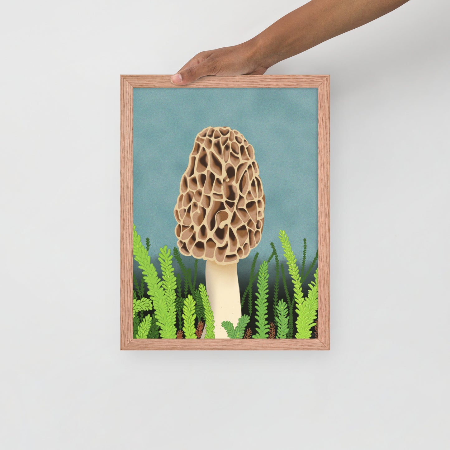 Morel Mushroom Wall Art | Hand-Painted Forest Fungi Print | Woodland Home Décor