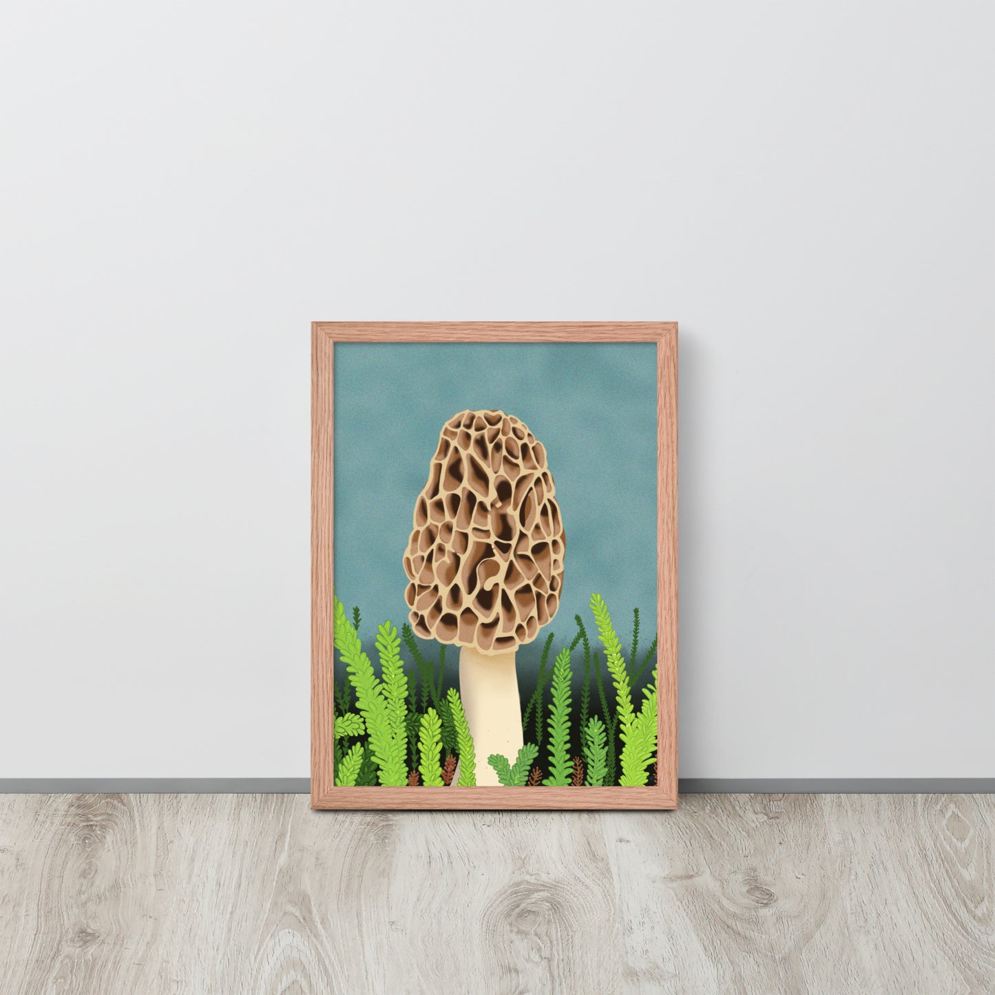 Morel Mushroom Wall Art | Hand-Painted Forest Fungi Print | Woodland Home Décor