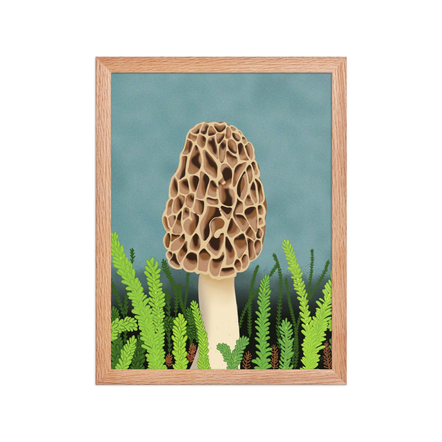 Morel Mushroom Wall Art | Hand-Painted Forest Fungi Print | Woodland Home Décor