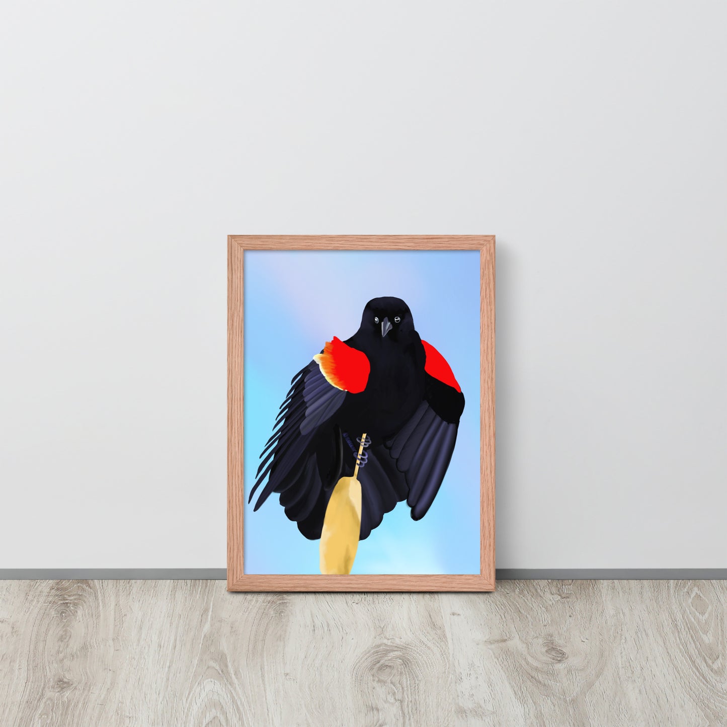 Red-Winged Blackbird Art Print – Hand-Painted Wildlife | Nature Wall Decor