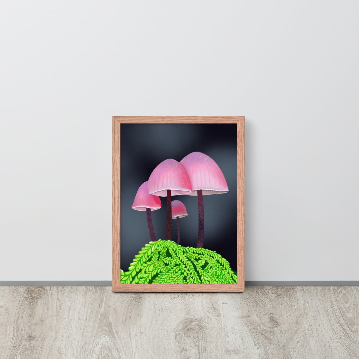 Pink Mushroom Wall Art Print | Whimsical Forest Botanical Decor