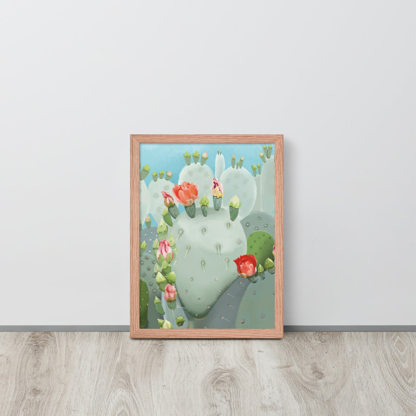 Prickly Pear Cactus Bloom Wall Art Print | Desert Botanical Decor