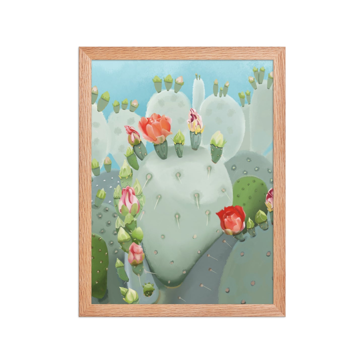 Prickly Pear Cactus Bloom Wall Art Print | Desert Botanical Decor