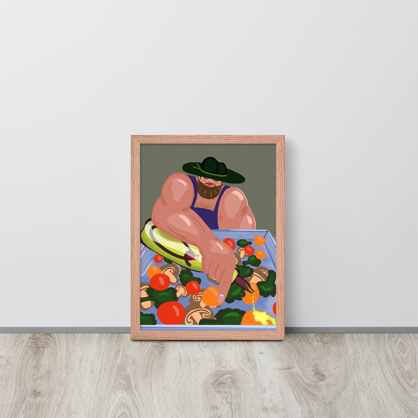 Strongman Salad Art Print | Whimsical Kitchen Wall Art | Print or Framed
