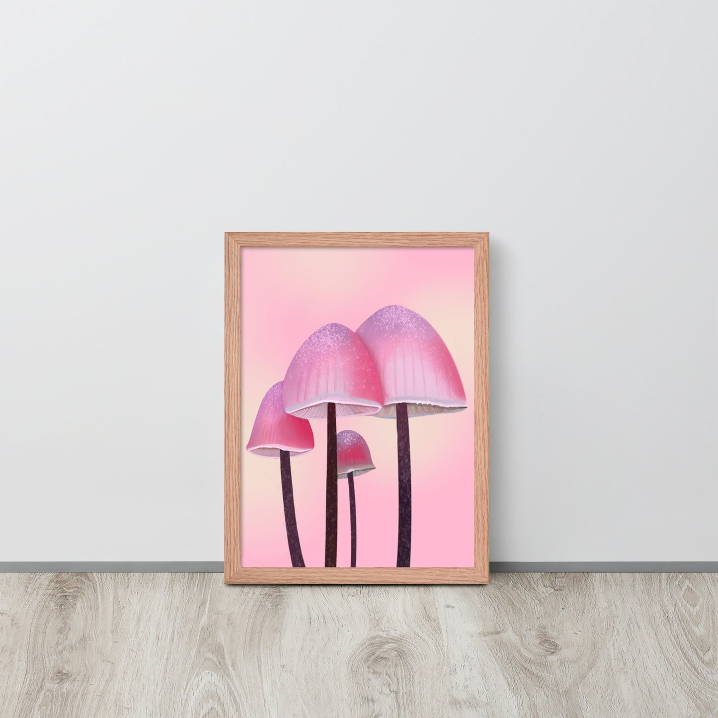 Pink Mushroom Wall Art | Whimsical Botanical Print