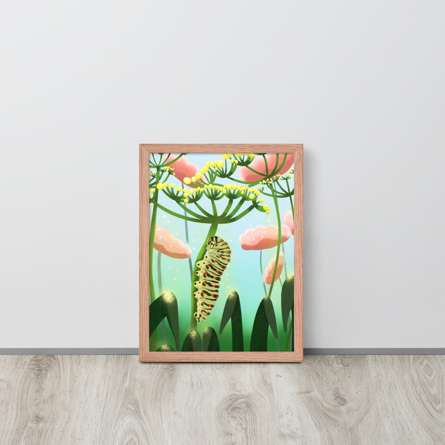 Caterpillar Art Print – Hand-Painted Botanical Wall Art | Nursery & Nature Decor