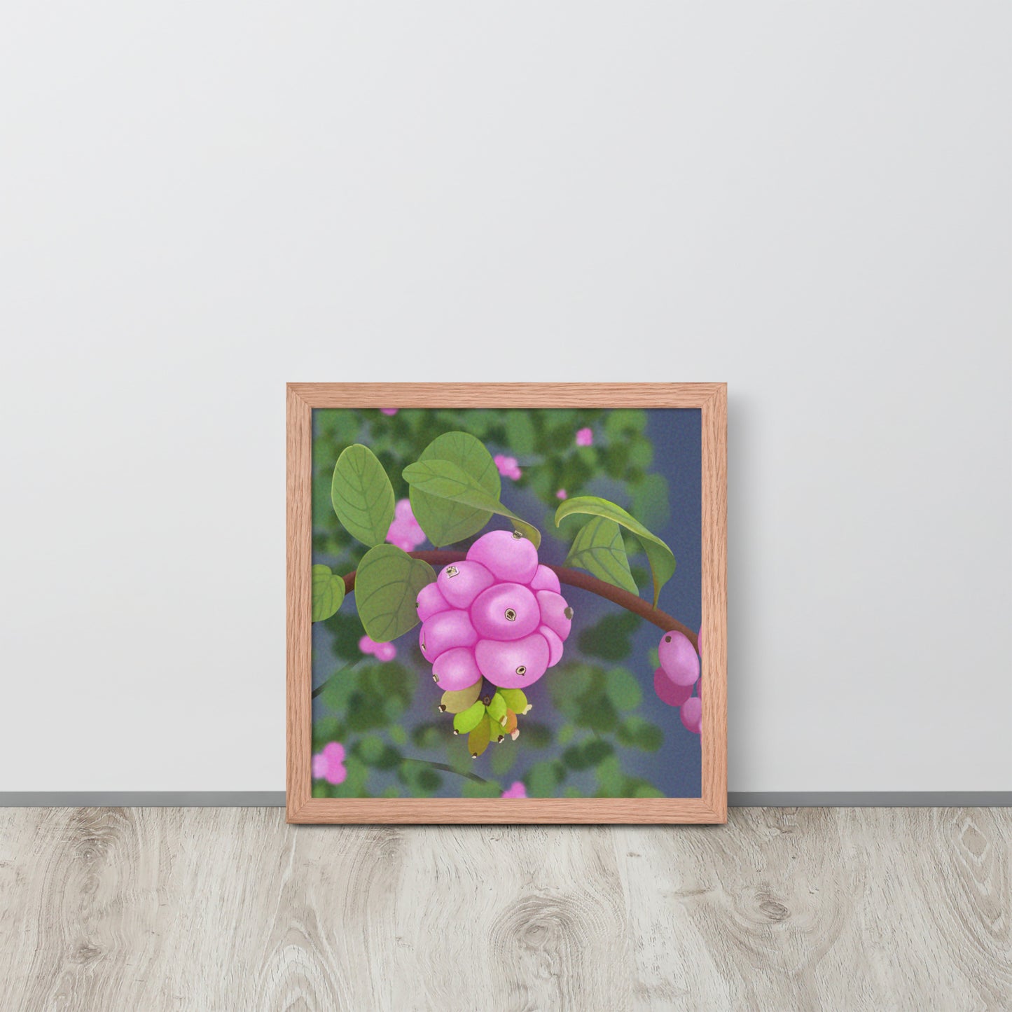 Pink Snowberries Wall Art | Hand-Painted Botanical Print