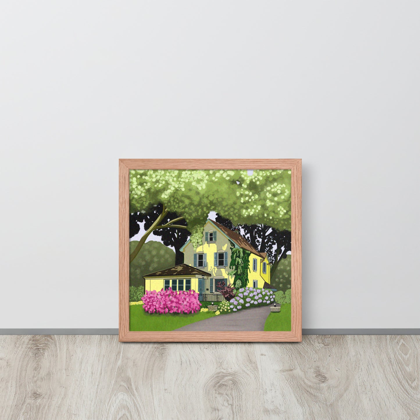 Yellow Cottage Garden Art Print | Hand-Painted Summer Home Wall Decor