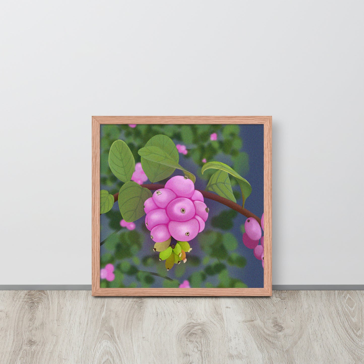 Pink Snowberries Wall Art | Hand-Painted Botanical Print