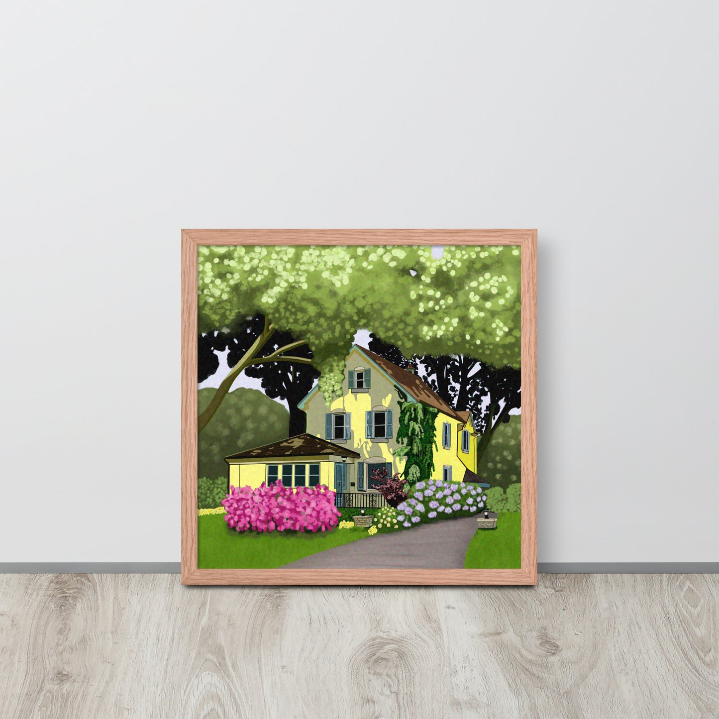 Yellow Cottage Garden Art Print | Hand-Painted Summer Home Wall Decor