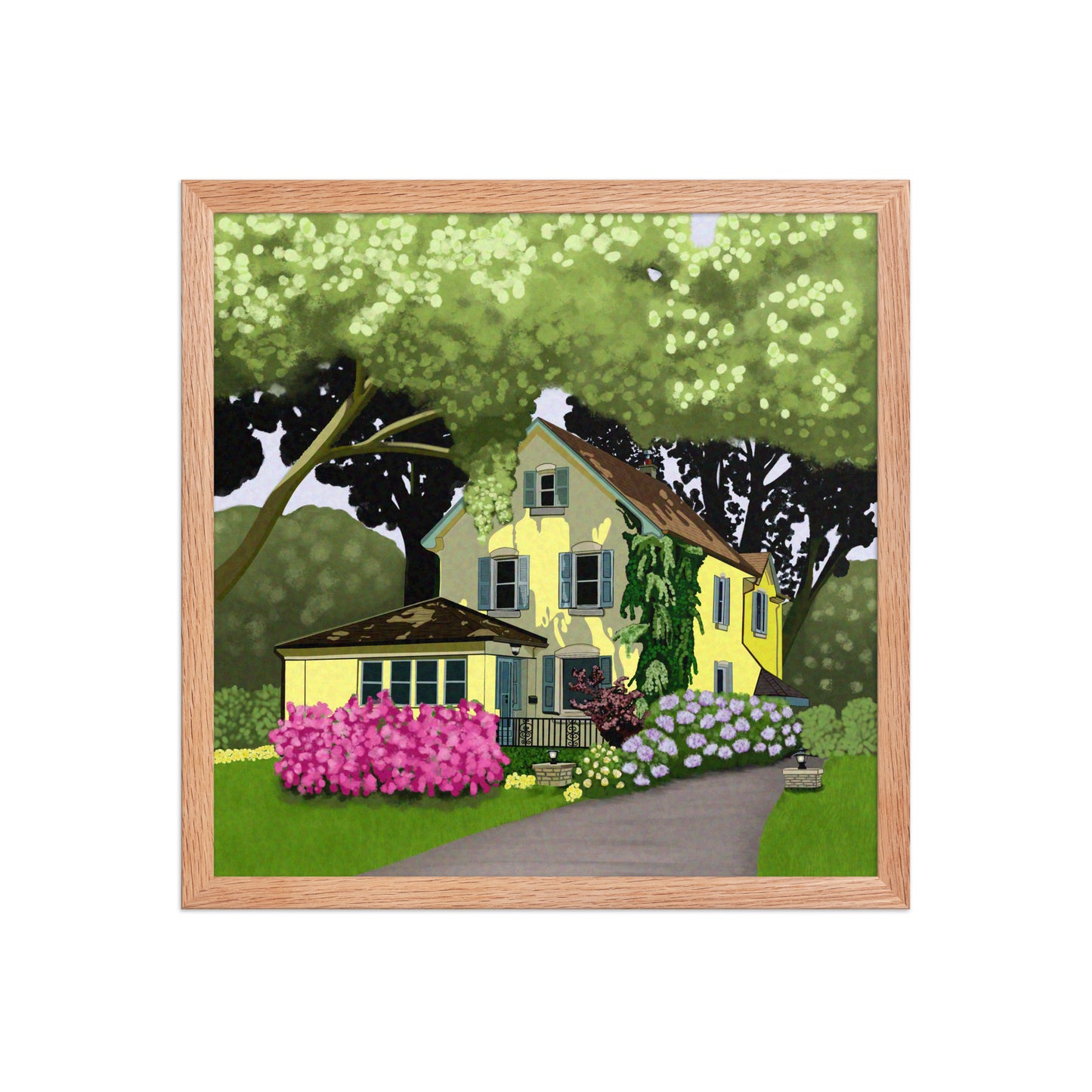 Yellow Cottage Garden Art Print | Hand-Painted Summer Home Wall Decor