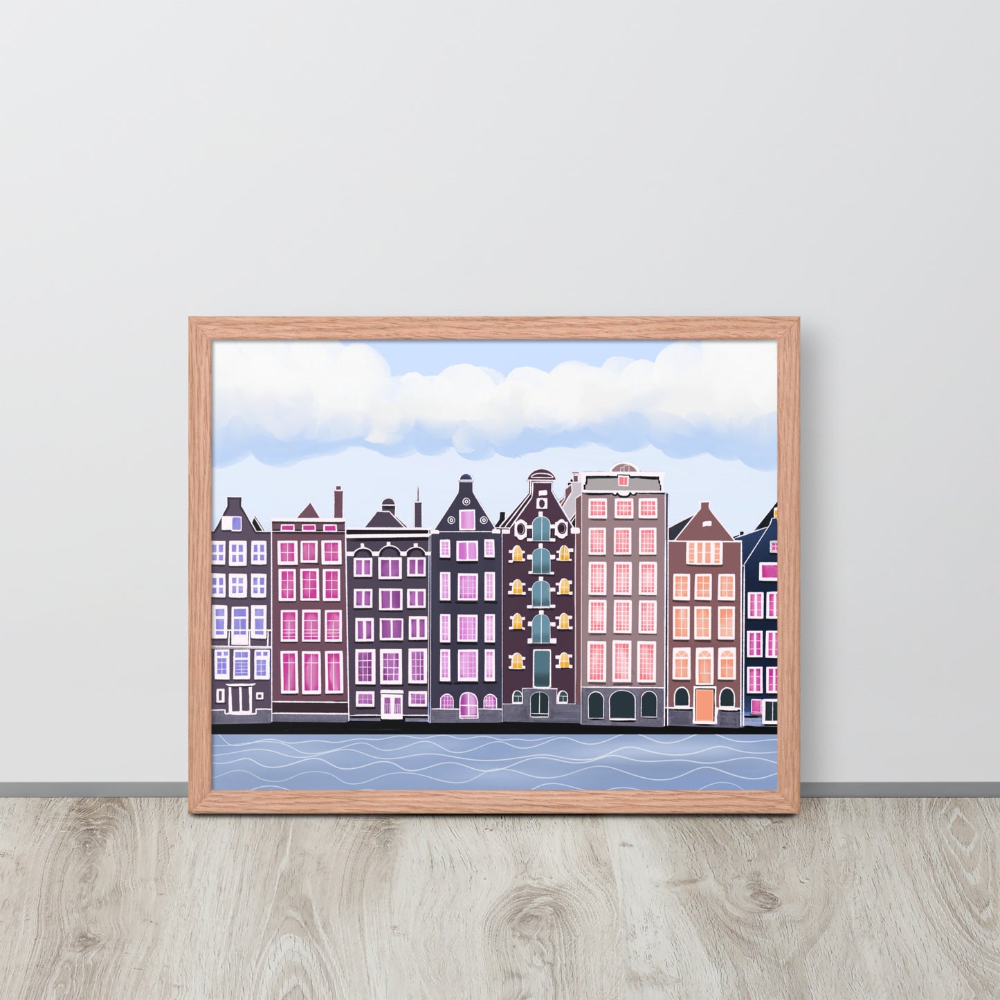 Amsterdam Canal Houses Wall Art | Colorful Dutch Cityscape Print & Framed Poster