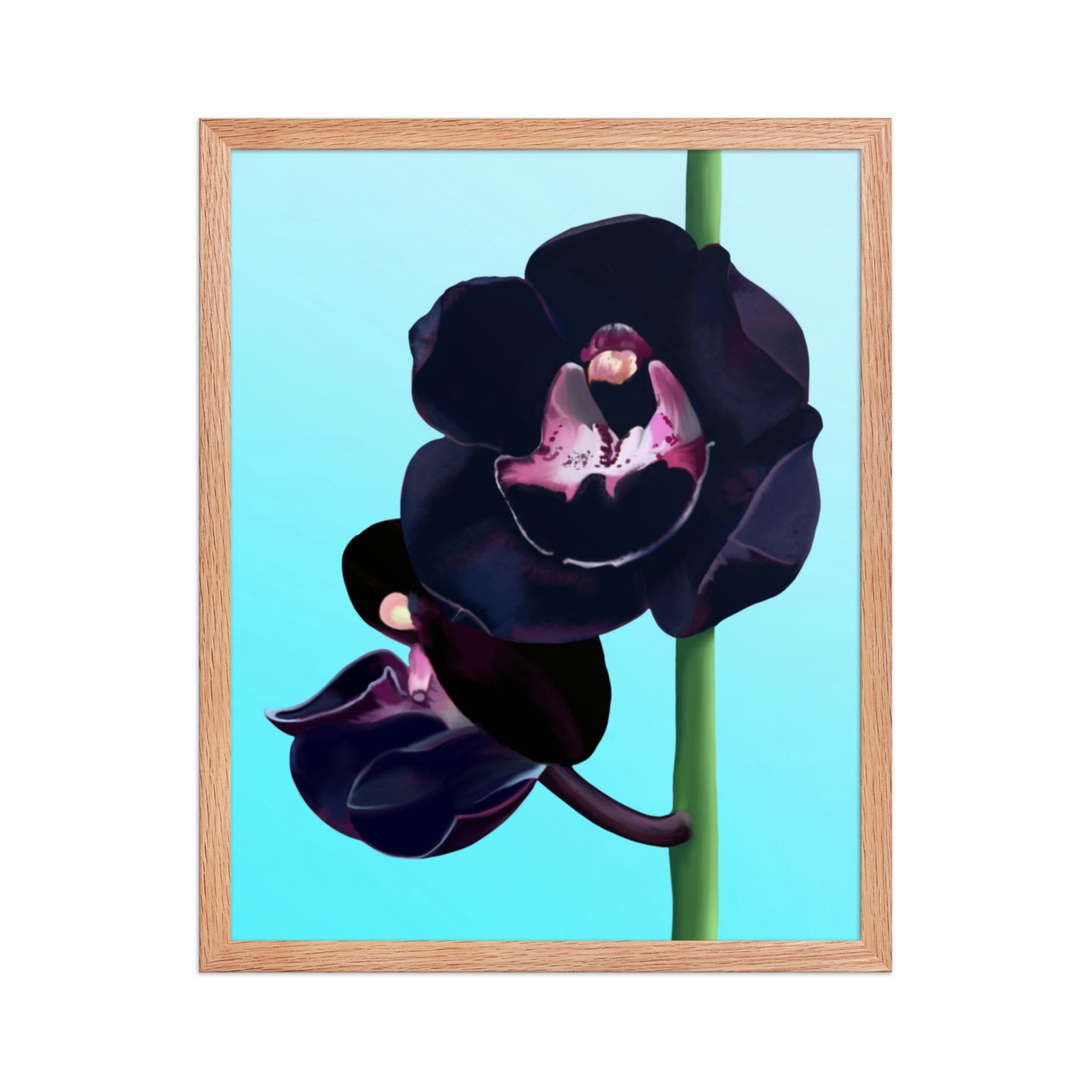 Black Orchid Wall Art | Hand-Painted Floral Print – Framed or Unframed