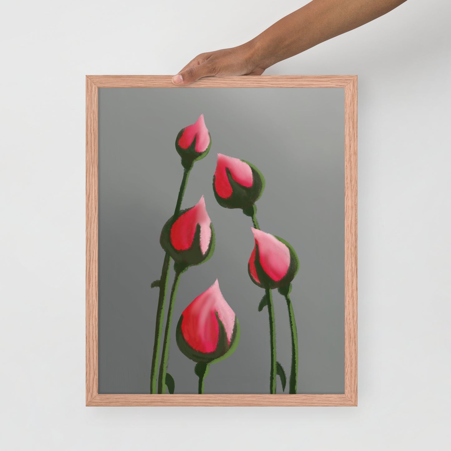 Blush in Bloom – Pink Rosebud Art Print | Minimalist Floral Wall Decor