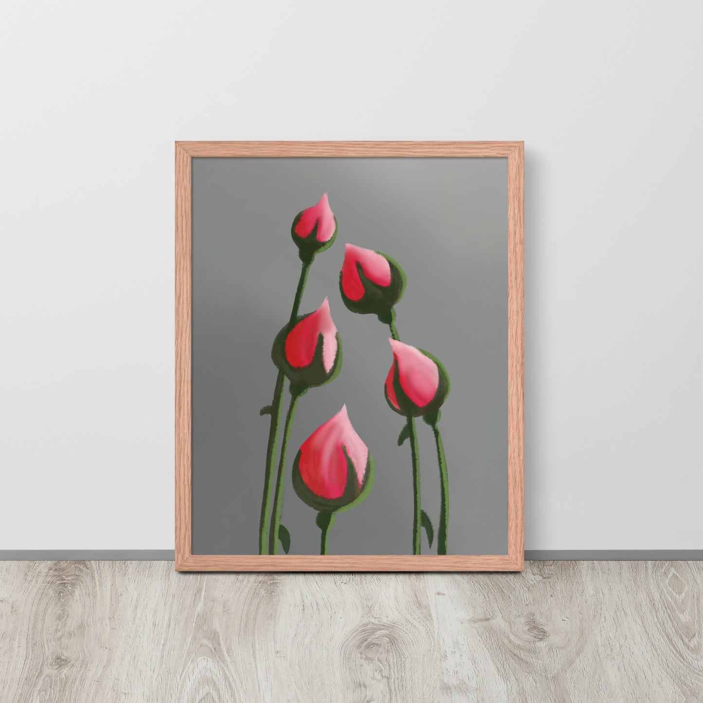 Blush in Bloom – Pink Rosebud Art Print | Minimalist Floral Wall Decor